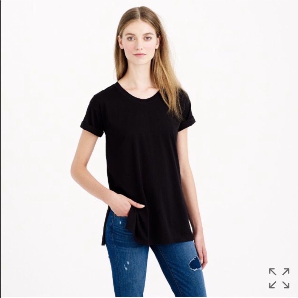J.Crew Women’s Black Crewneck Short Sleeve Tunic Tee T-Shirt Size S
